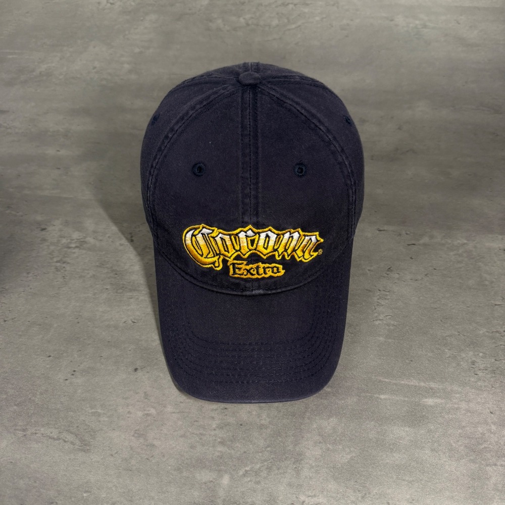 Corona Extra Hat Mens Navy Embroidered Logo Adjustable Beer Trucker Baseball Cap